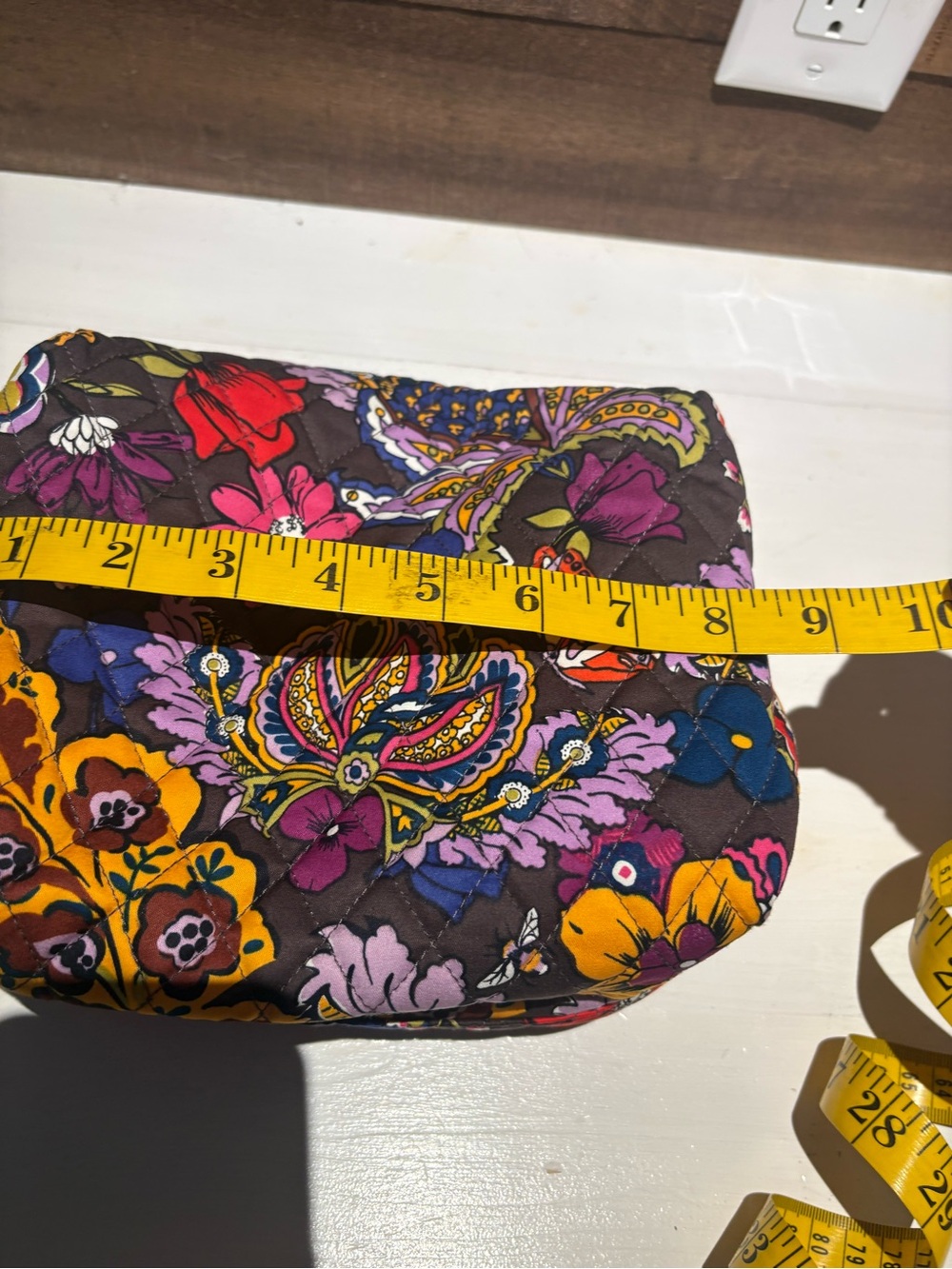 Vera Bradley Brown Multi Floral Quilted Cord Case - Picture 3 of 5